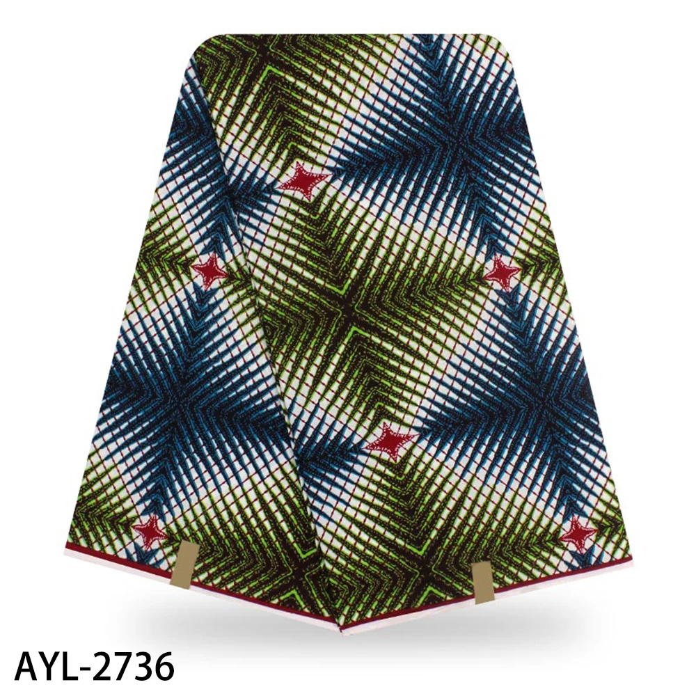 AYL-2736 Африканская ткань, хлопок, Анкара, ткань, высокое качество, нигерийский воск, принты, ткань, настоящий голландский воск, 6 ярдов, BHL - Цвет: AYL-2736