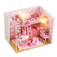 japanese cartoon anime kittys assemble cottage princess room kids diy handmade doll house can be assembled toy birthday gift