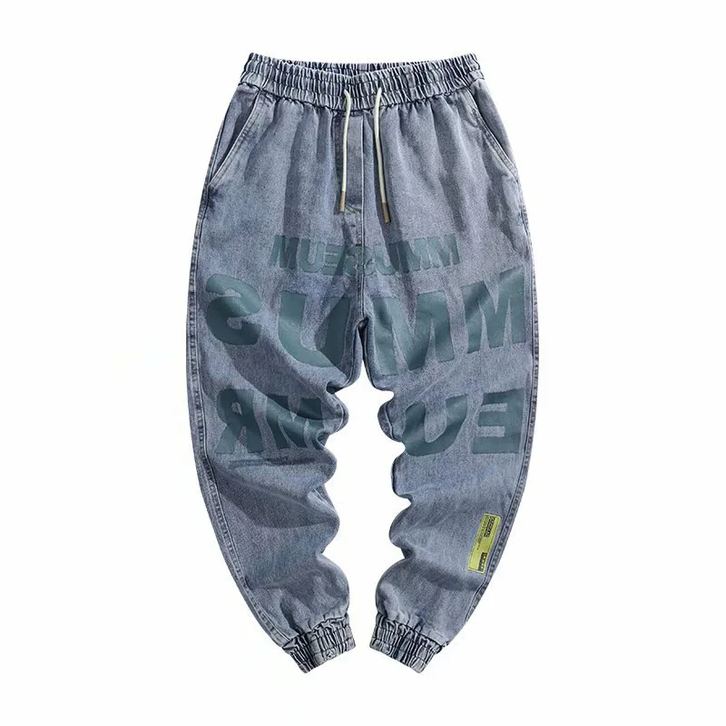 Джинсы мужские свободные модные повседневные штаны с локомотивным стилем в