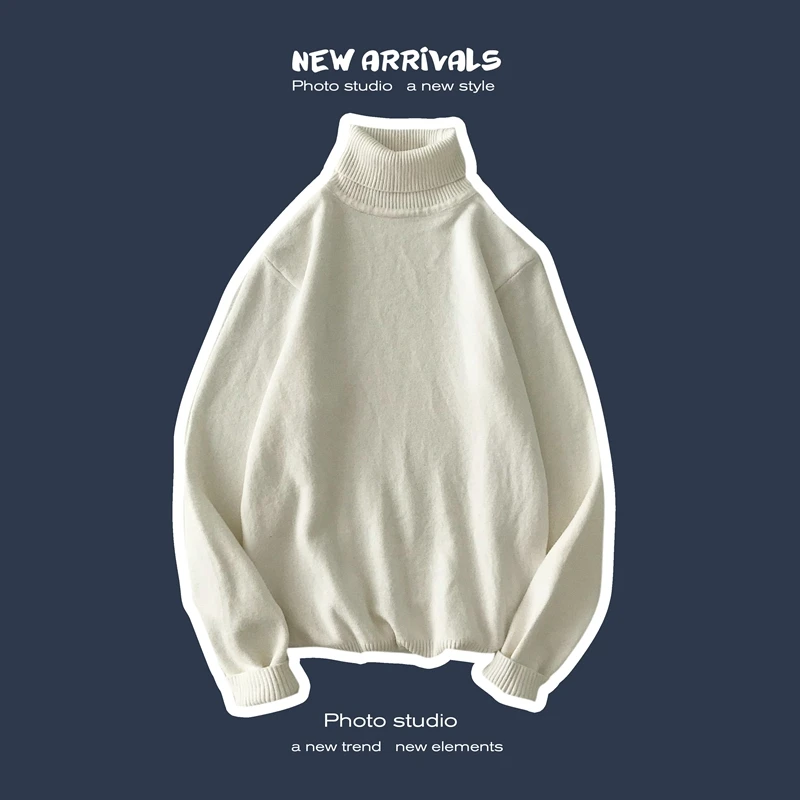 1 Winter Warm Men Turtleneck Knitwear Sweater Slim Fit Long Sleeve Stretch Basic Pullovers NEW Sweaters Oversized 8 Colors - Цвет: 1