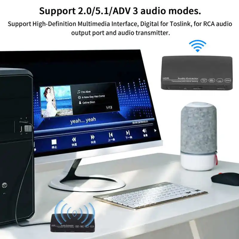 Аудио экстрактор HDCN0052M1 Bluetooth 5 0 4K 60 Гц HD видео аудио преобразователь сплиттер