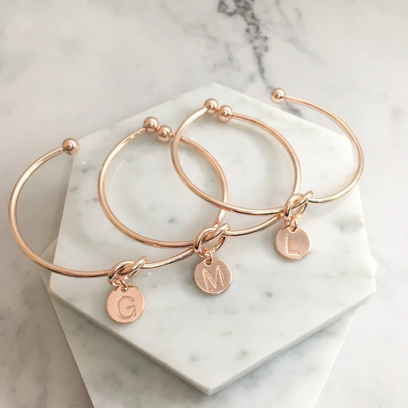 Женский браслет с 26 дисками буквами инициала узлом браслеты для женщин цвета