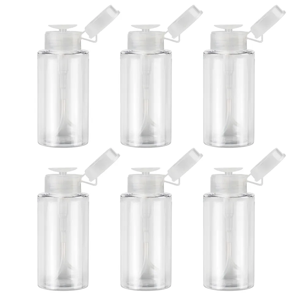 

6pcs 150/200/230/300ml Nail Polish Remover Alcohol Makeup Remover Press Pumping Split Bottle Nail Art UV Gel Cleaner