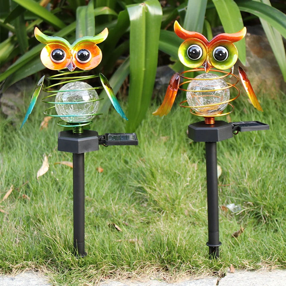

Light Sensor Solar Energy Owl Landscape Lights Flickering Garden Durable Eco-friendly Wrought Iron Home Yard Lamp