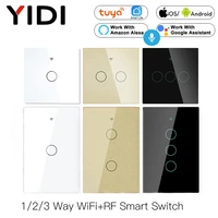 tuya wifi smart rf433 wall light touch switch smart life remote 123 gang eu us 23 way switch alexa google home voice control