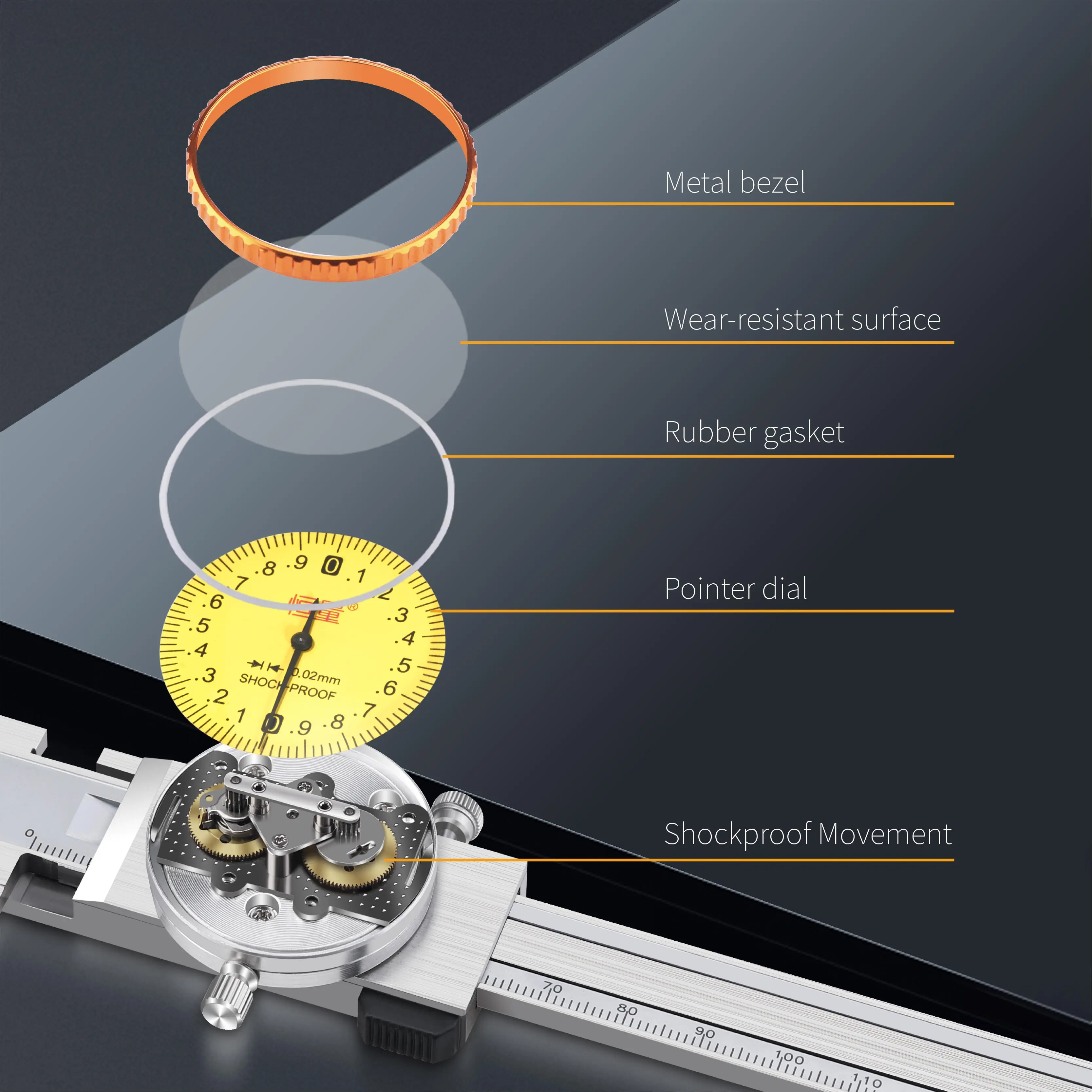 Stainless Steel Caliper Metal Case With Watch 4CR13 High Strength Measuring Tool Instrument | Инструменты