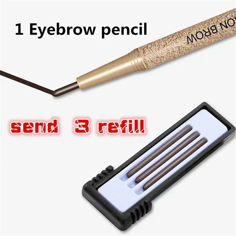 1Eyebrow Pencil and 3 Refill Waterproof Eye Brow Eyeliner Eyebrow Pen with Brush Makeup Cosmetic Tool Colors | Красота и здоровье