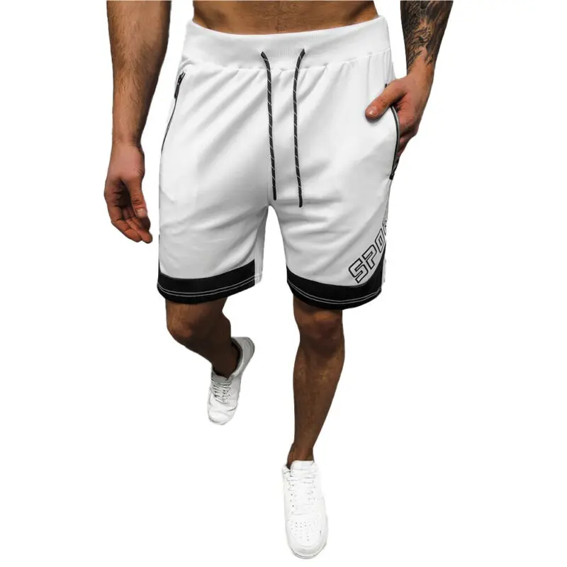 

Men Summer Letter Print Stitching Sports Pants Fitness Gym Jogger Beach Shorts