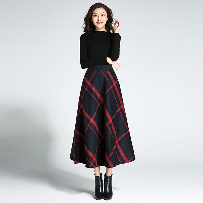 ZQLZ 2021 модная клетчатая длинная юбка с высокой талией Женская Осенняя весенняя