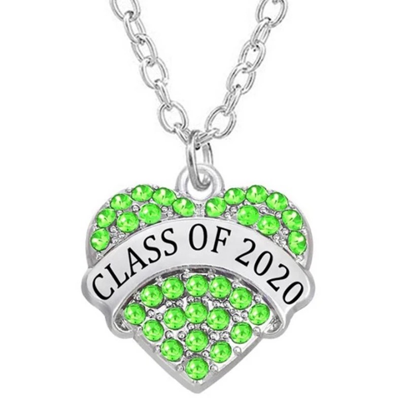 Colorful Rhinestone Crystal Heart Charm &ampamp CLASS OF 2020 Label Pendant Make Graduation Gifts Souvenir Necklace | Украшения и