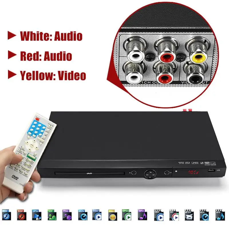 110 V-240 V USB портативный многократное воспроизведение dvd-плеер Full HD 1080p DVD CD MP3 диск светодиодный дисплей плеер Система домашнего кинотеатра