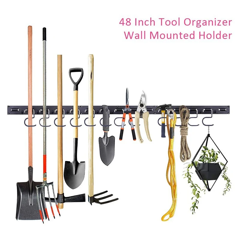 

Garage Tool Organizer, Wall Mounted 48 Inch Heavy Duty Garage Tool Organizer Mop Broom Holder for Rake,and Yard Tools