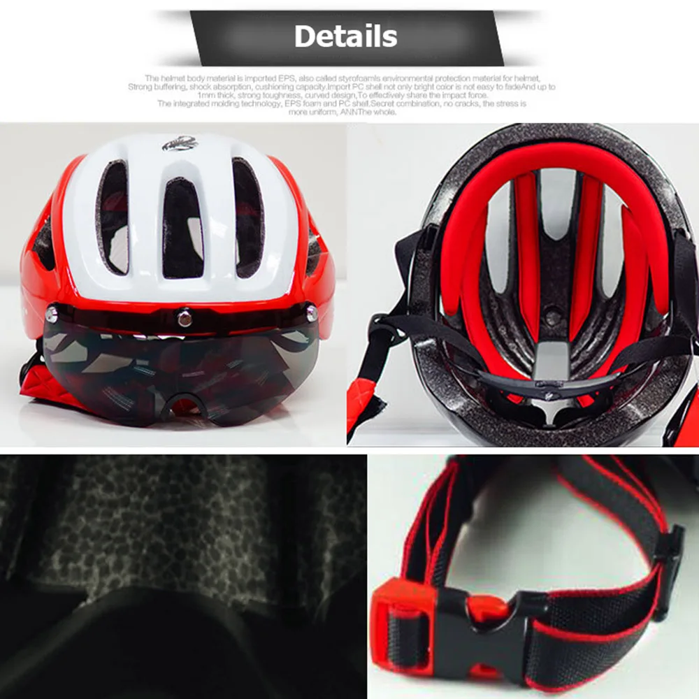 

Bicycle Helmet With Glasses Men Women Ultralight MTB Road Bike Safety Helmets EPS Integrally-molded Cycling Helmet Casco BC0077