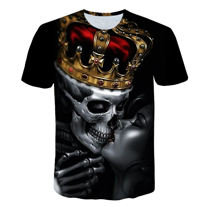 

2021 New Fashion Hot Sale Crown Skull Print 3D Men's T-Shirt, Street Hip-Hop Trendy Male Short-Sleeved Spring And Summer