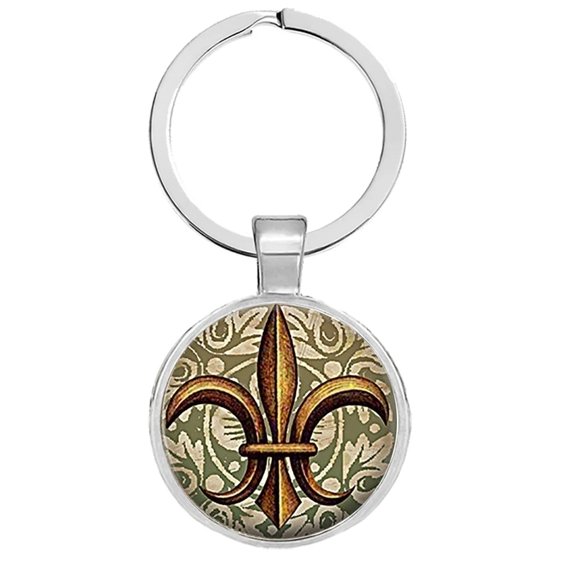 Арт стекло цветок лилии брелки Винтаж Флер де Лис брелоки кабошон купол