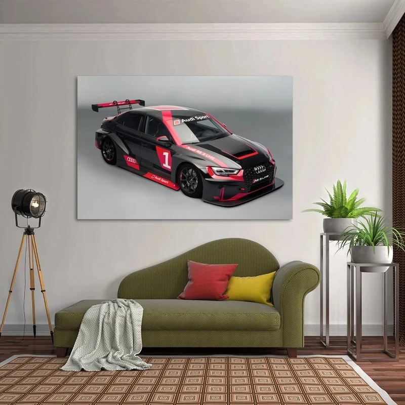

Audis RS 3 LMS Race Car Sportscar Wall Decor Posters Canvas Print Art With Wooden DIY Framed Painting Living Room Decoration