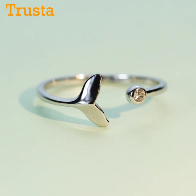 Женские кольца с хвостом русалки Trusta из 100% стерлингового серебра 925 пробы размер 5