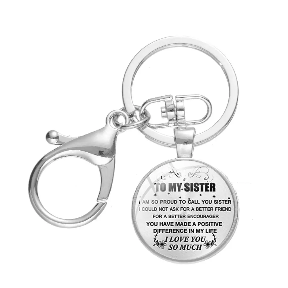 Сестре брелок дружбы творческий с принтом букв Стекло кабошон Лучший подарок на