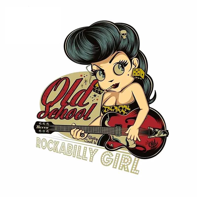 

Rockabilly Girl Playing Guitar Old School Car Stickers and Decals Vinyl Sticker Waterproof 3D KK13*10cm