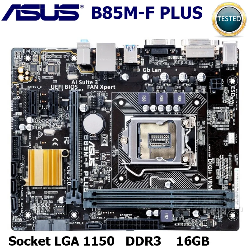 

Оригинальная материнская плата LGA 1150 ASUS B85M-F PLUS, разъем LGA 1150 DDR3 B85 16 Гб PCI-E 3,0 USB3.0, десктопная материнская плата B85M-F PLUS