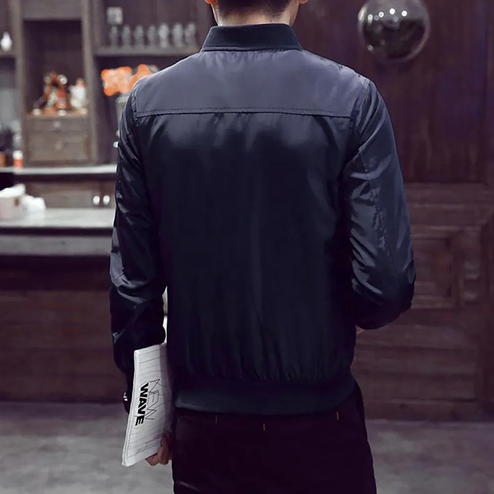 Весна Осень 2020 повседневная однотонная Модная приталенная куртка бомбер мужская