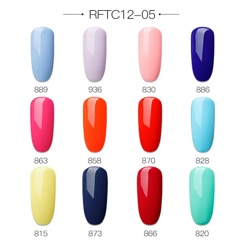 RFTC12-05 ROSALIND Гель-лак для ногтей набор 12 шт./компл. Радужный блестящий гель маникюрный набор блестящий набор для акриловых ногтей лак все для маникюра - Цвет: RFTC12-05