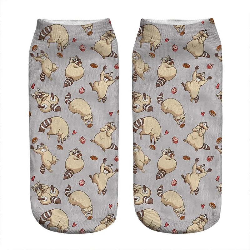 

Women's socks kawaii Funny Raccoons Love Printed Socks Woman harajuku Happy Funny Novelty cute girl gift Socks for women
