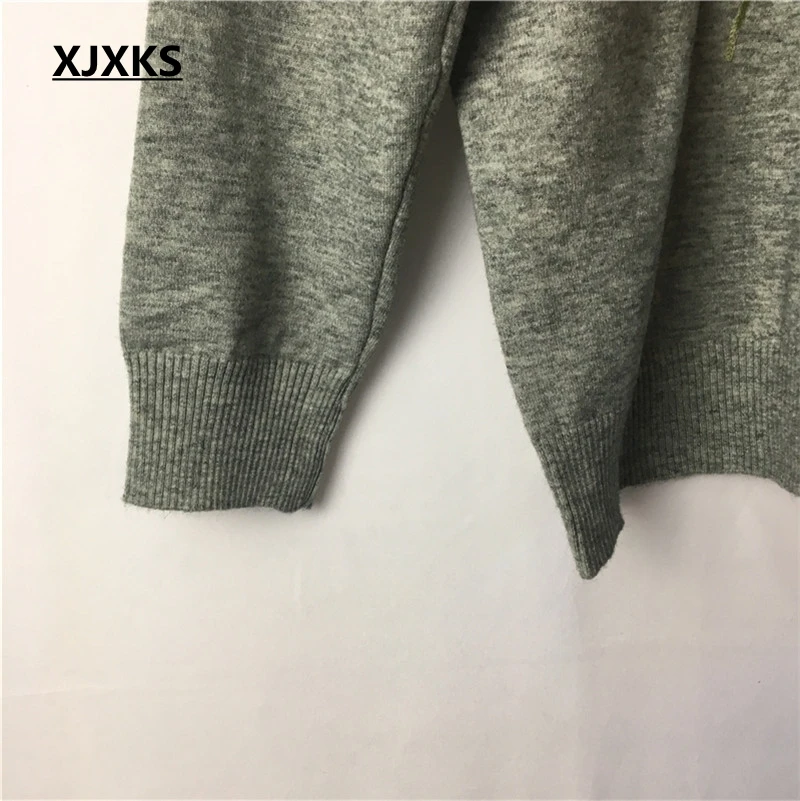 XJXKS New Fashion Women Sweater Emboridery Wool-blends Knitwear Jumper Knitted Sweaters And Pullovers | Женская одежда