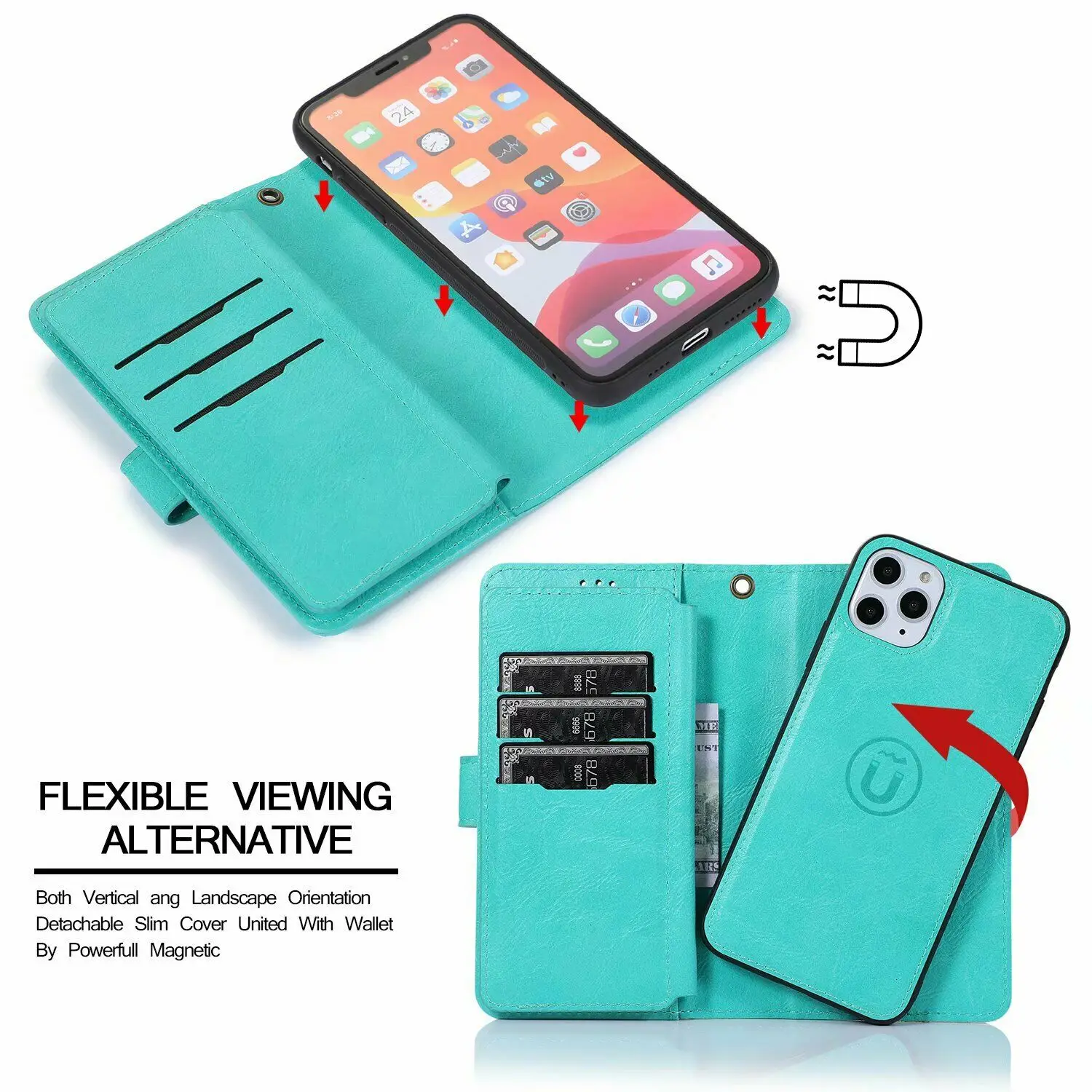 Роскошный кошелек из искусственной кожи на молнии для Apple iPhone 11 Pro X XS Max XR 8 7 6S Plus