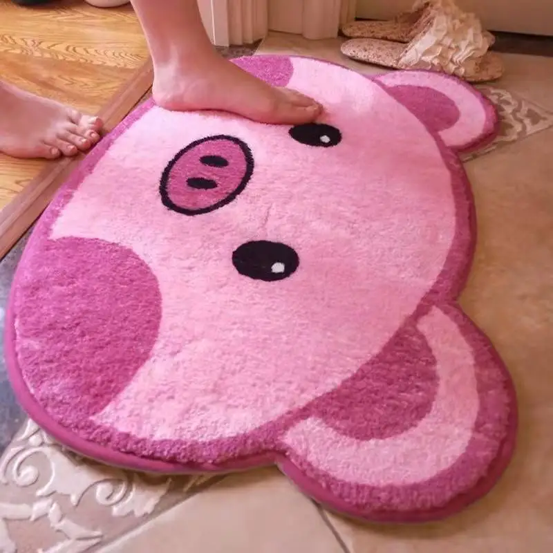 

Cartoon Animals Cute Pink Pig Soft Mats Rugs Home Entrance Carpet Bedroom Toilet Bathroom Door Absorbent Non-Slip Foot Pad