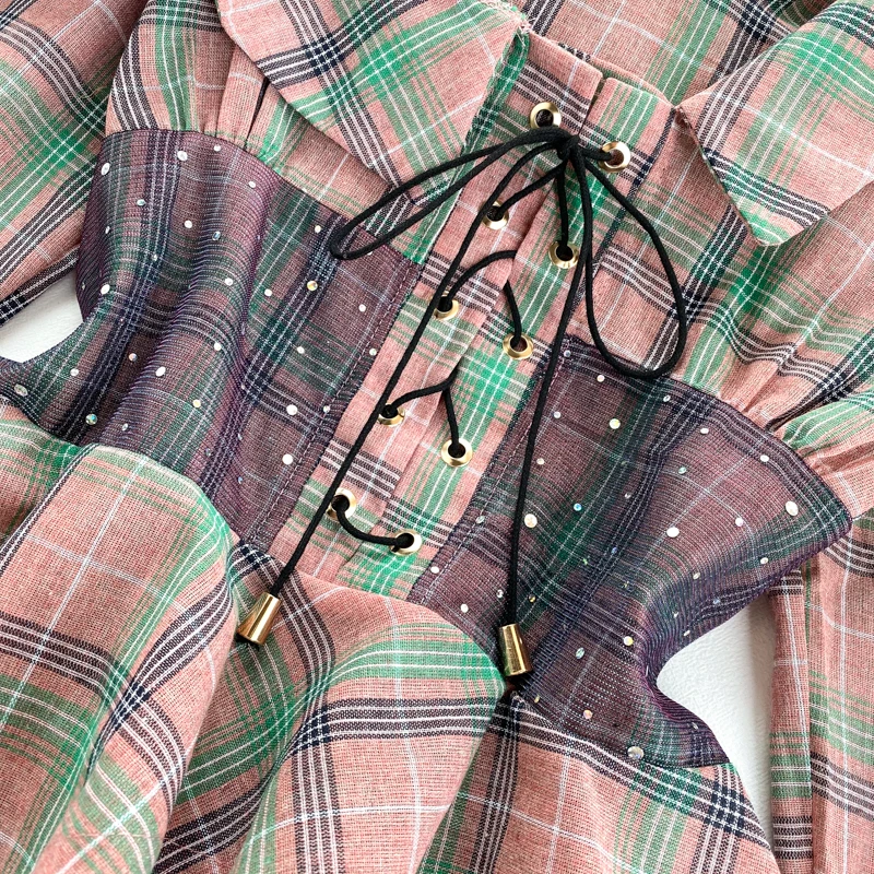 Новинка винтажные Женские рубашки в клетку 2020 модные женские блузки на одно