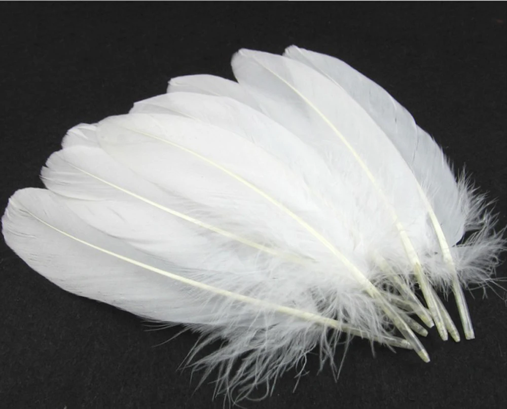 

50 Pieces White Beautiful Big Goose Feathers 15-22 CM/5.91 Inches-8.66 Inches High Quality Wedding Decoration Feathers DIY Wings