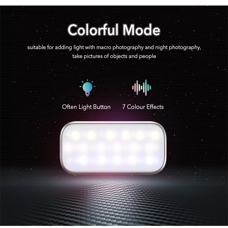 APEXEL AI Mode Flash LED 7 разноцветных вечерние светильник для дыхания мульти светодиодный