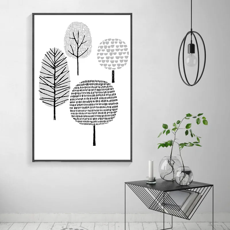 Минималистичный абстрактный постер с листьями Современная Картина на холсте