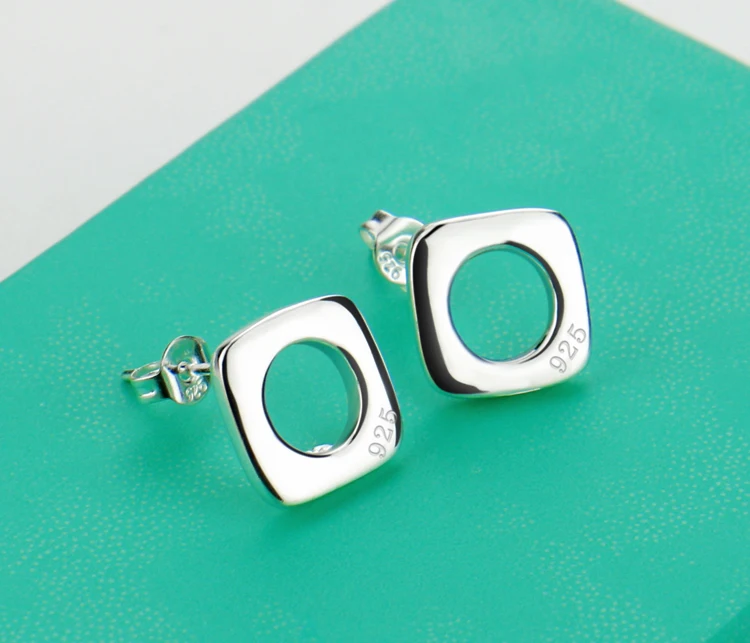 Богемные простые серьги-гвоздики из серебра 925 пробы для женщин лаконичный стиль