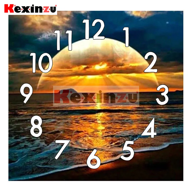 Kexinzu 5D набор алмазных картин с часовым механизмом крестиком полностью квадратная