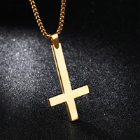 stainless steel inverted cross necklaces saint peter petrine crux christian symbol pendant for men and women religious jewelry