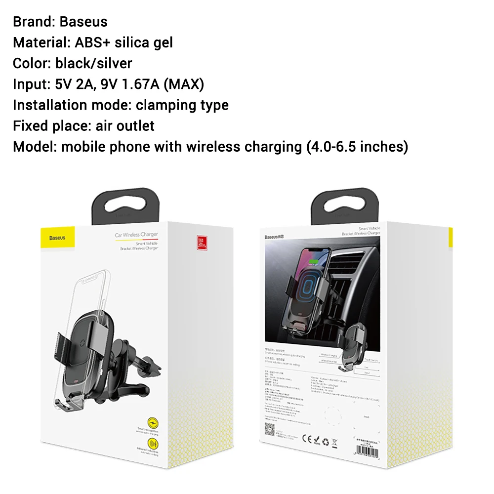 

Qi Car Wireless Charger For IPhone Xs Max Xr X Samsung S10 S9 Intelligent Infrared Fast Wireless Charging Car Phone Holder 5