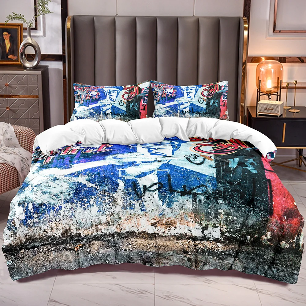 

Comforter Cover Sets with Graffiti Wall Print for Boys Girls Microfiber Soft Duvet Cover Zipper Closure for Kids Teens