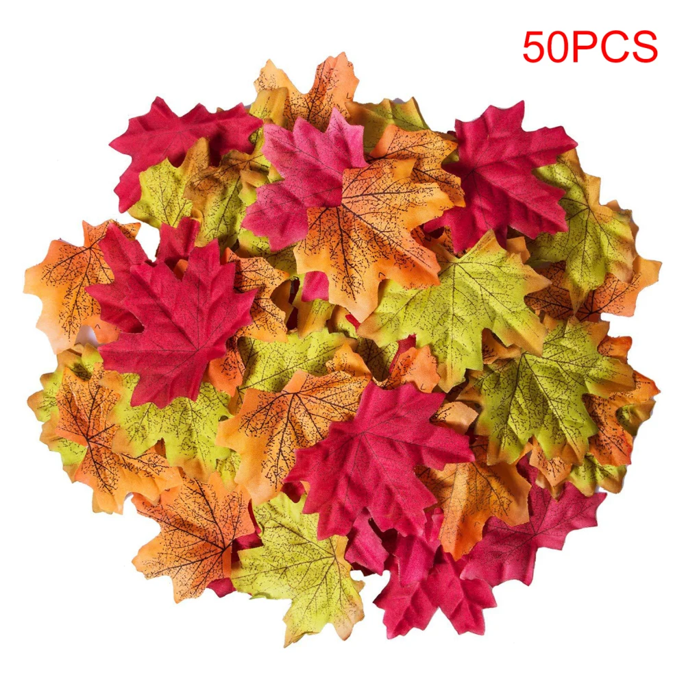 50pcs 8 см Искусственный Кленовый лист украшение для дома различные искусственные кленовые листья осенних цветов для свадебных мероприятий и украшения - Цвет: 50pcs