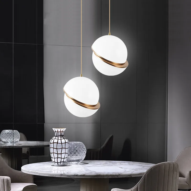 Стеклянная Подвесная лампа Rund в скандинавском стиле светильник белого и