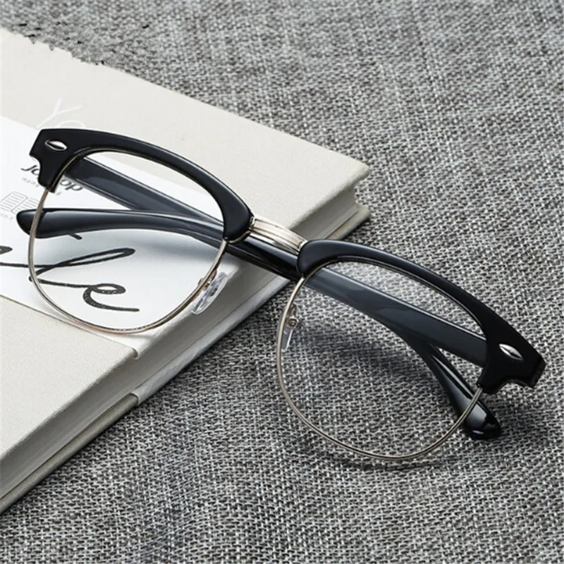 

Retro Classic Clear Lens Nerd Frames Glasses Men Women Eyeglasses Vintage Half Metal Eyewear Frame Fashion Designed