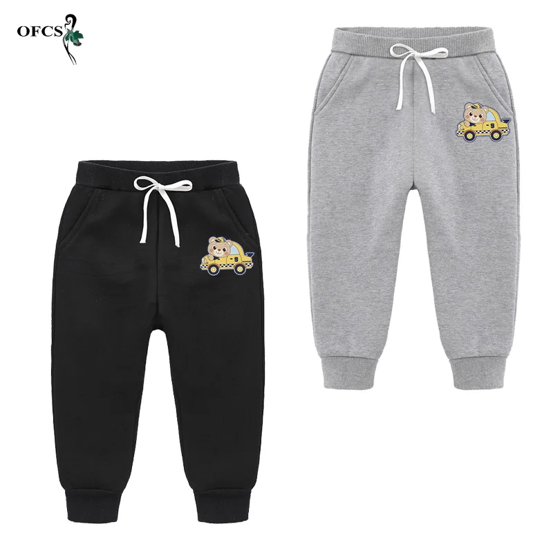 

New Winter Warm Kids Boys Sport Pants Cartoon Print Cotton Elastic Waist Design Trousers For Children Casual Clothes Loose Pant