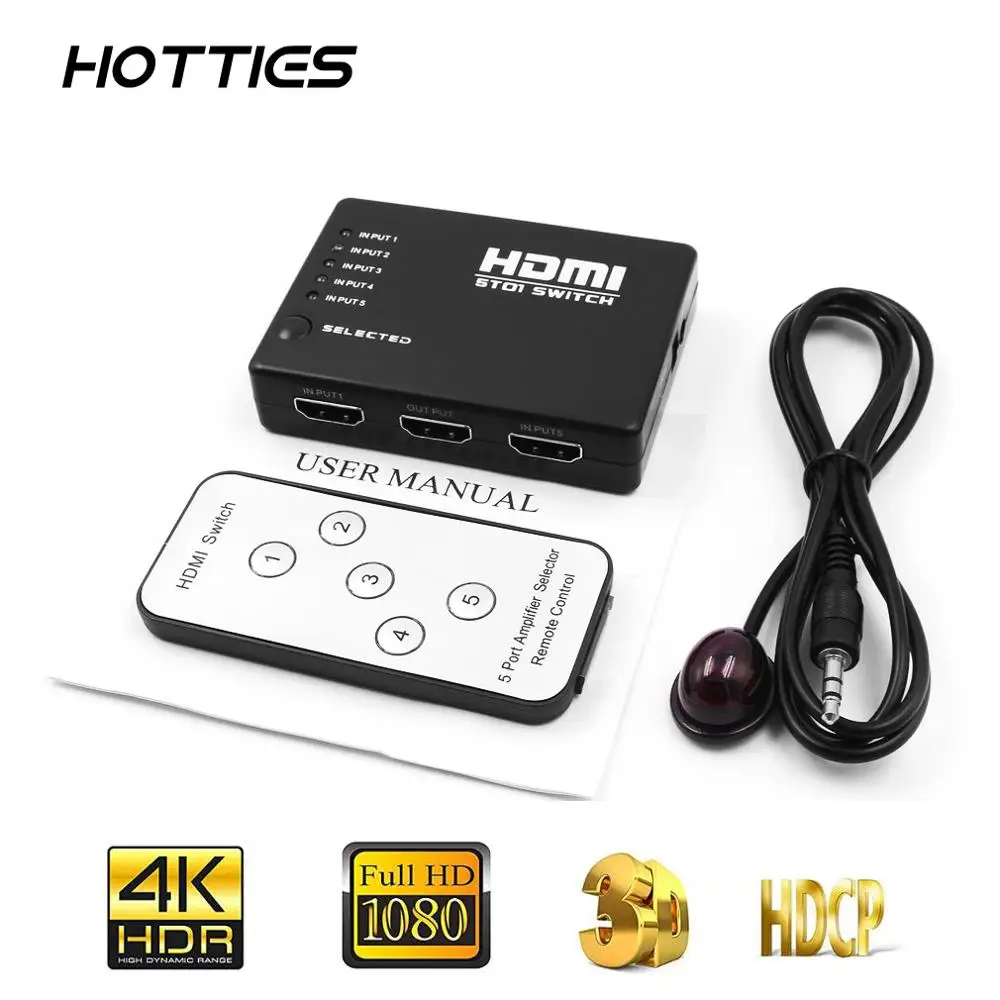 HDMI переключатель 5 входов 1 выход 3d портов 4k Переключатель Селектор сплиттер с