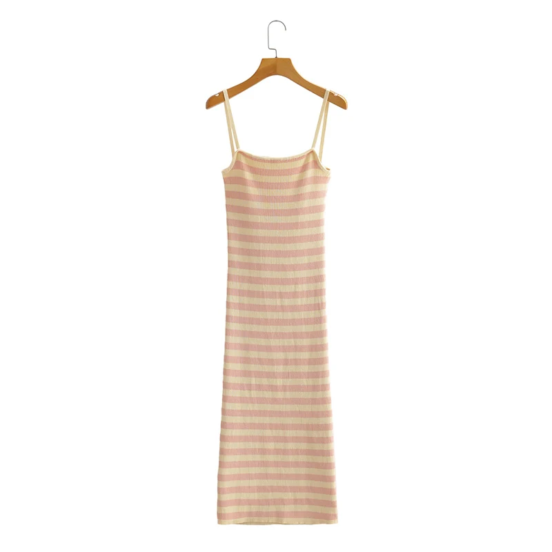 

JCÂ·KILIG Slim-Fitting Buttock Striped Knit Halter Dress L3145