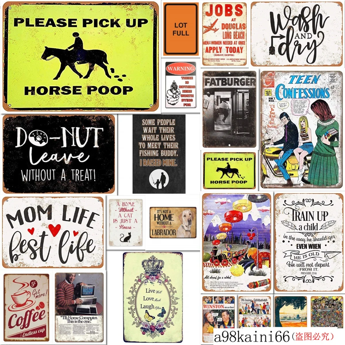 Оловянный знак новый алюминиевый пожалуйста возьмите лошадь какашка Настенный