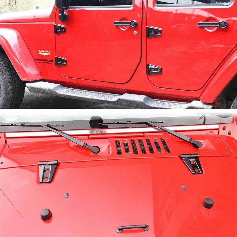 

10X Hood & Door Hinge Cover For 2007-2017 Jeep Wrangler Jk Jku Car Accessories
