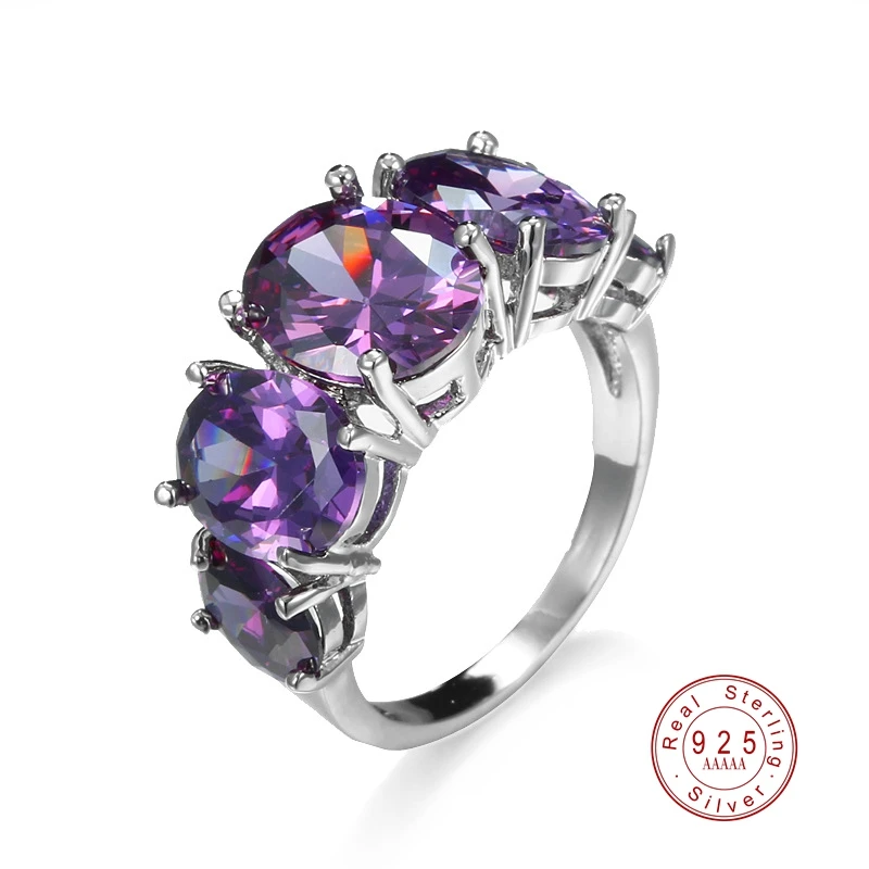 

New Fashion CelticKnot Round Cut Party Rainbow Cubic Zirconia Silver Ring Size 6 7 8 9 Solitaire Wedding Cocktail Ring Jewelry