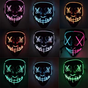Светодиодный ная маска для Хэллоуина, маски для чистки, костюм для туши, светящиеся в темноте маски для диджея музыкальной вечеринки, танцев, Прямая поставка