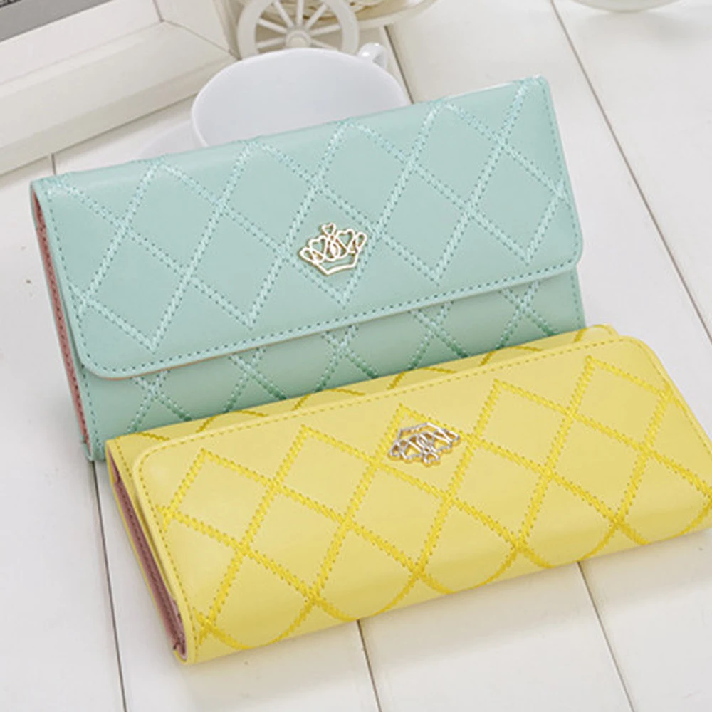 Женские бумажники и кошельки Длинный кошелек в клетку из искусственной кожи